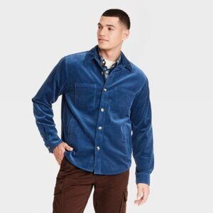 NEW Men's Mid-Weight Corduroy Button-Down Shirt - Goodfellow & Co™ Galaxy Blue